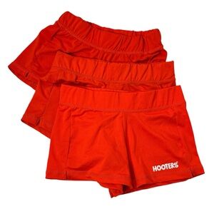 3 Hooters Girl's Waitress Orange Uniform Shorts Size XS